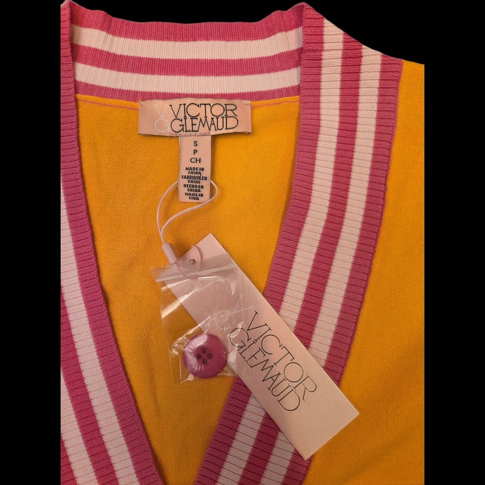 NWT Victor Glemaud Orange‎ Pink Cardigan Size S - Picture 3 of 5